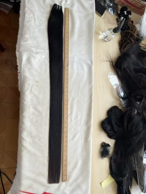 أحدث حالة شركة حول 38 بوصة 40 بوصة طبيعية سوداء مستقيمة العذراء حزمة شعر بشري