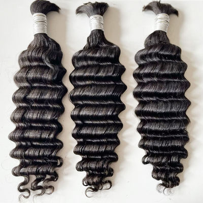 موجة عميقة مزدوجة للشعر البشري للخياطة السوداء الطبيعية