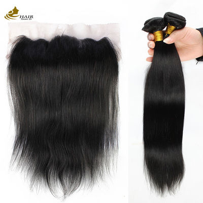 حزمة الشعر البرازيلي البشري المستقيم مع إغلاق الجبهة بالعصا
