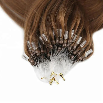 100٪ البكر البشري النانو الحلقة الميكرو تمديد الشعر بني اللون