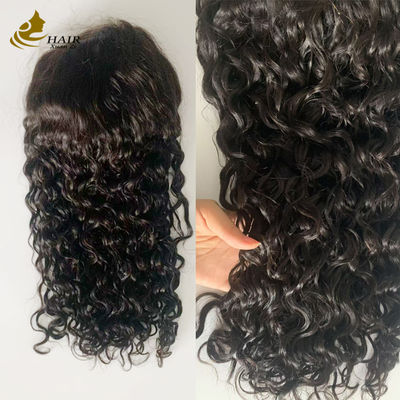 250% كثافة 20 بوصة أسود طبيعي تموجات مائية HD 13*6 باروكة دانتيل كاملة بدون غراء مع خط شعر طبيعي كامل