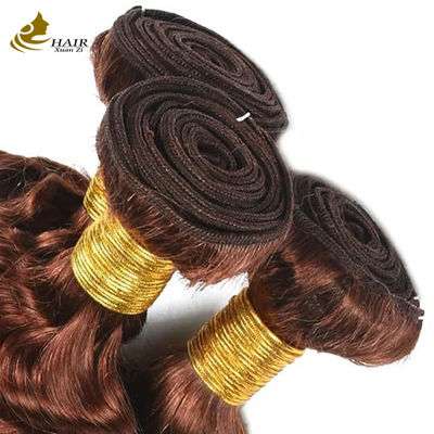 Peruvian Hair Deep Curl Copper 33# Brown color virgin Human Hair weft Bundles